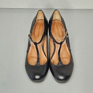 Corso Como Leather, Black, size 9 medium, T Strap, 3inch Heels